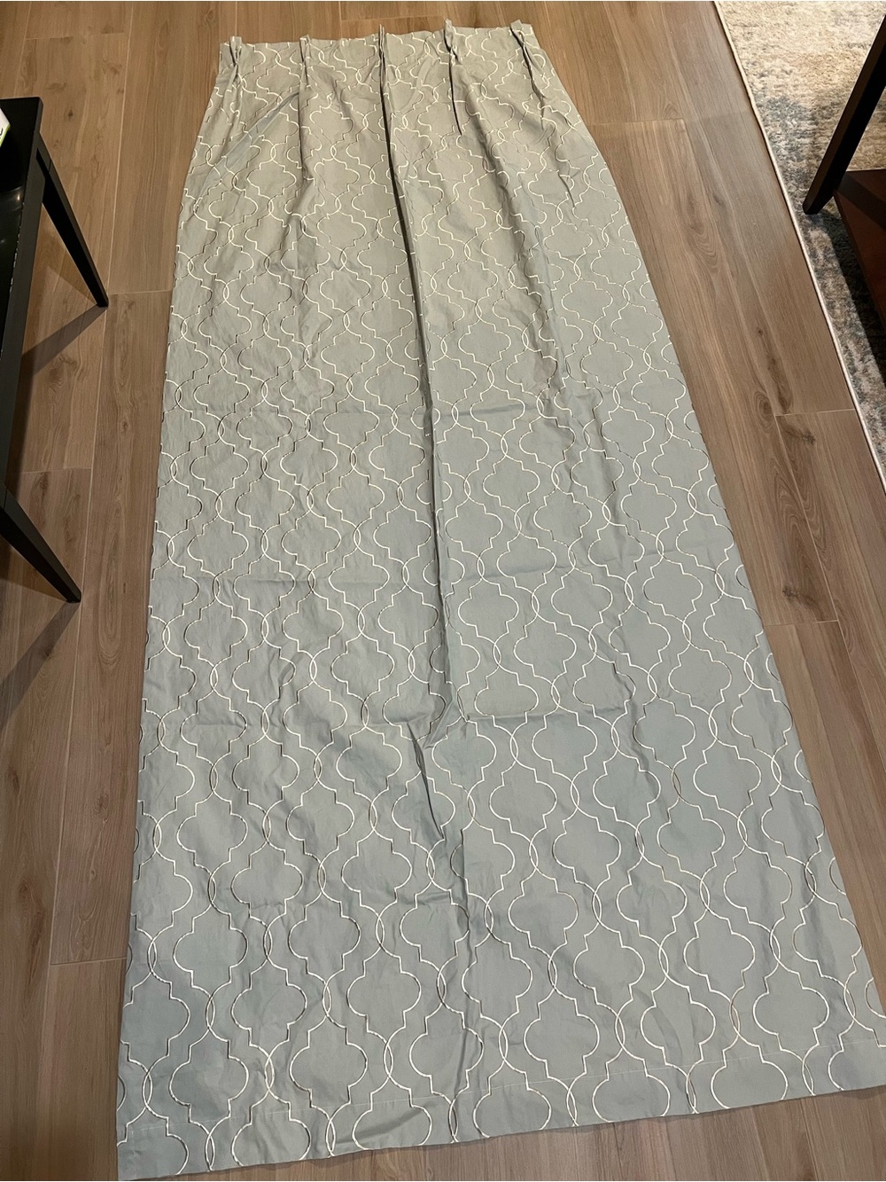 Neutral Blue Trellis Curtains - Subtle Geometric Drapes